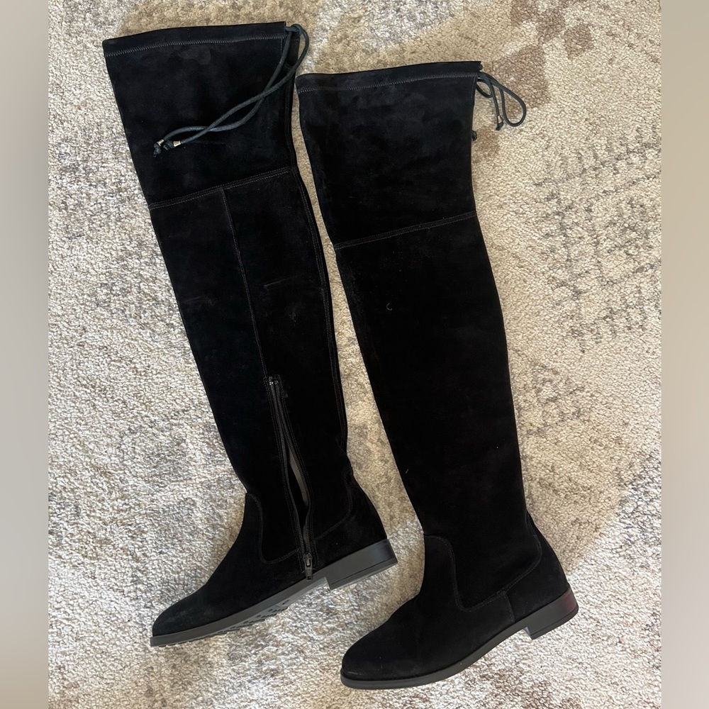 Suede Thigh High Black Boots